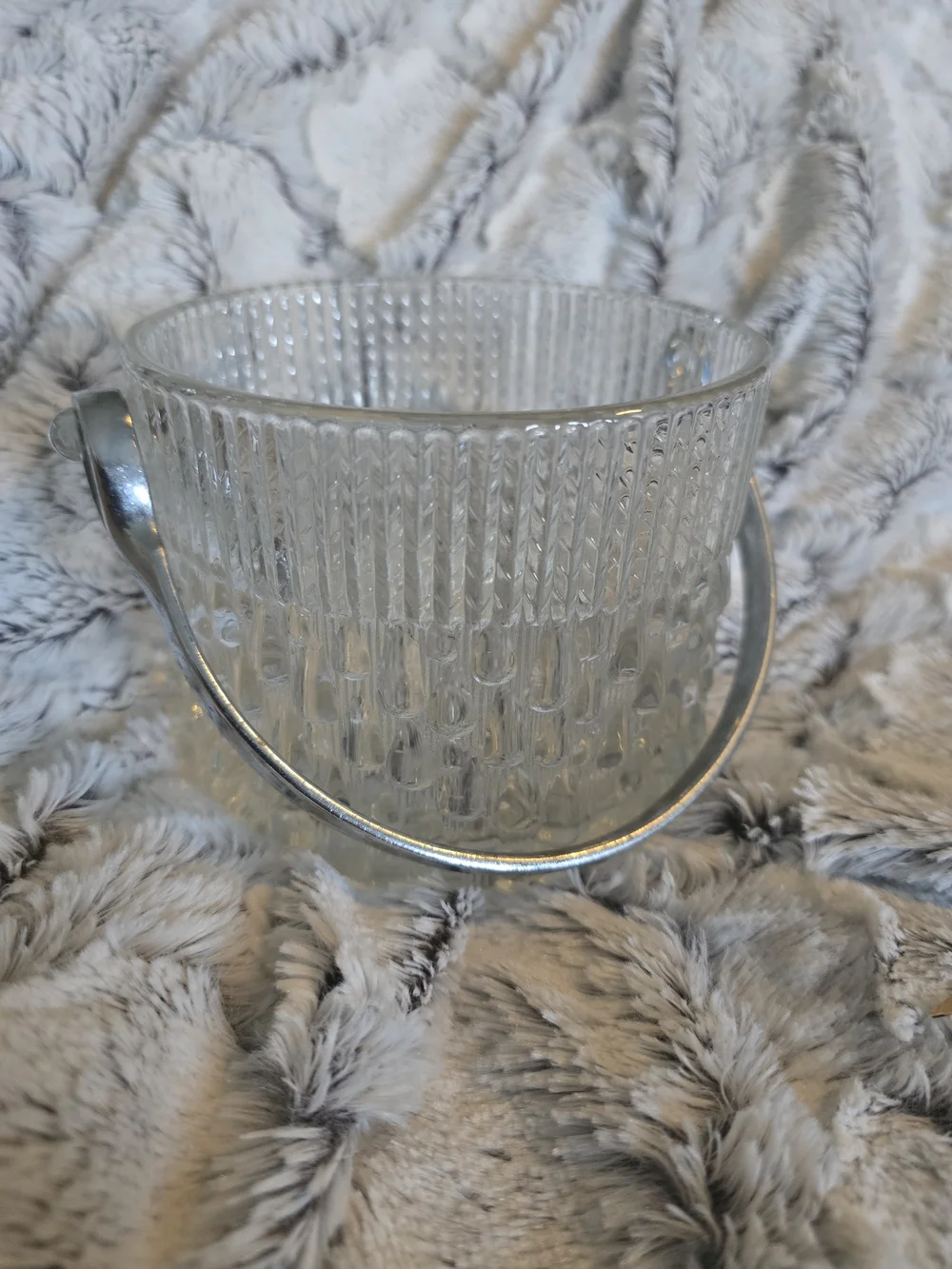 Vintage Teleflora Made In France Glass Ice Bucket Vase 5x4 EUC